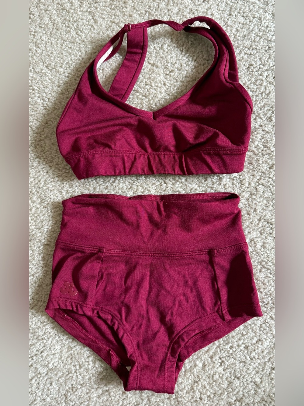 Kids Dance Two-Piece Crop Top and High-Waist Shorts - Deep Berry